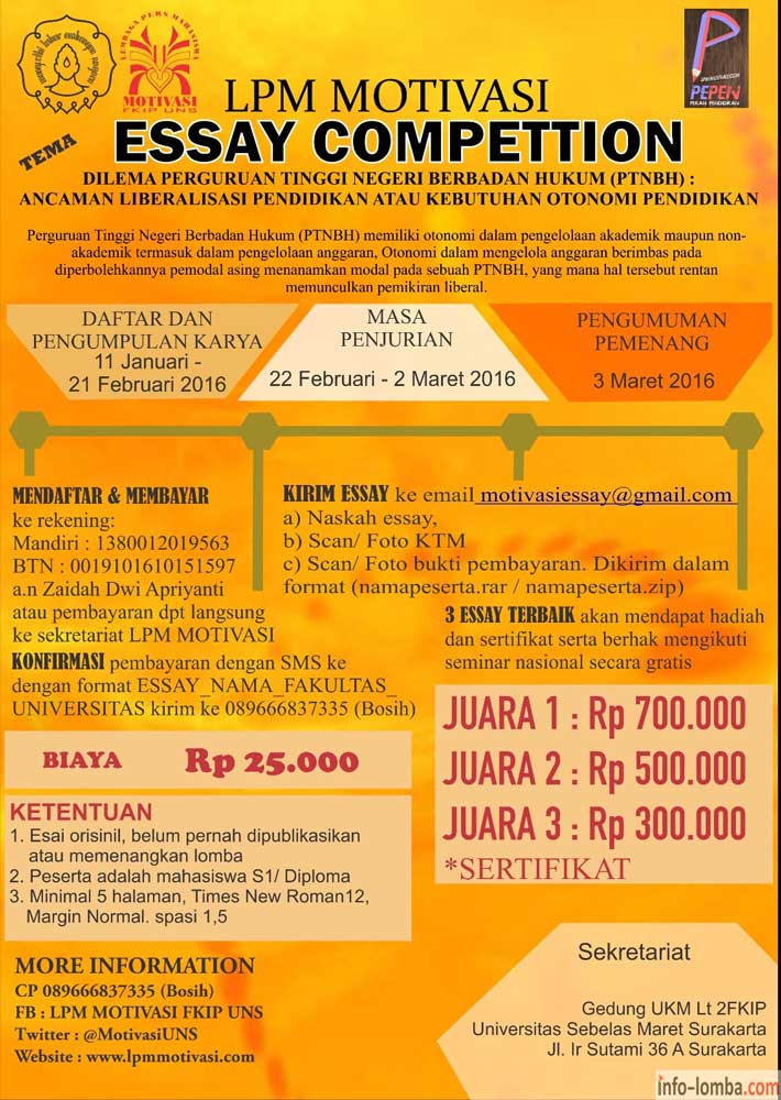 Essay Competition LPM Motivasi FKIP UNS